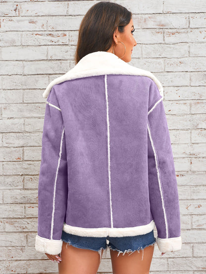 Leyarae | Plüsch Jacke mit Reverskragen – Winter Warme Lässige Oberbekleidung