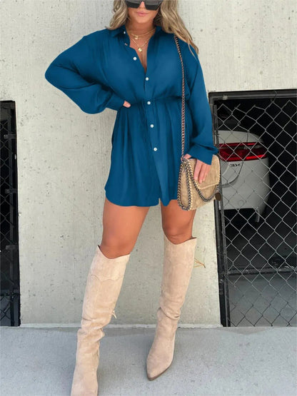 Lynda – Langer Jumpsuit mit Knopfleisten Fashion Shirt Kleid