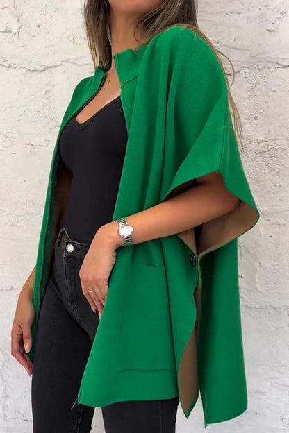 Lasetha | Grüne Zipper-Stehkragenjacke
