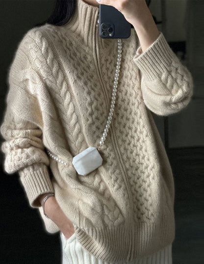 Are | Kaschmir-Strickjacke mit hohem Halsausschnitt