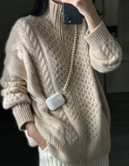 Are | Kaschmir-Strickjacke mit hohem Halsausschnitt