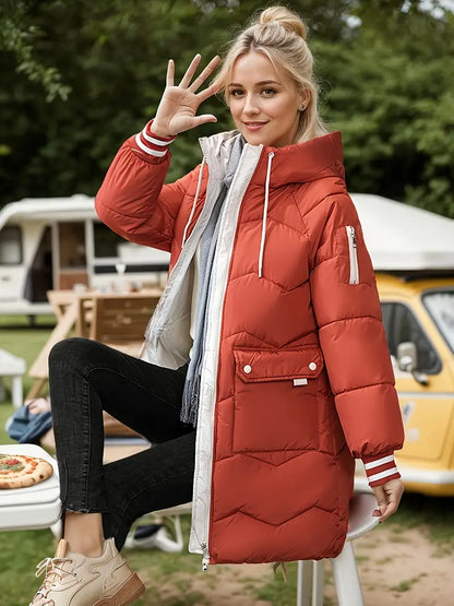 Climaya | Stylische Pufferjacke – oberschenkellang mit Kordelzug