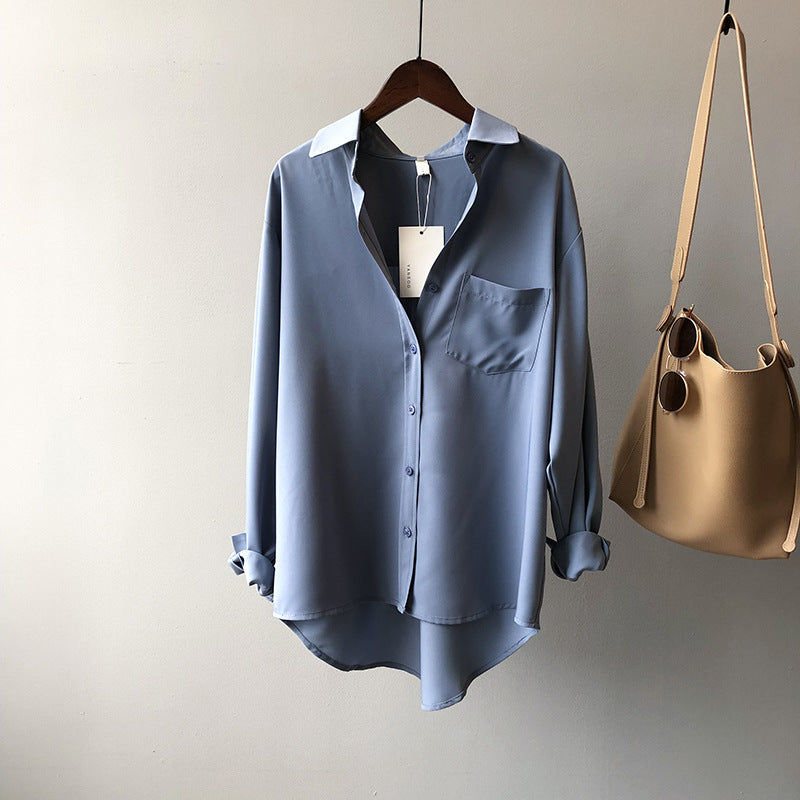 Fudus | Damen Einfarbige Tops Shirt Langarm