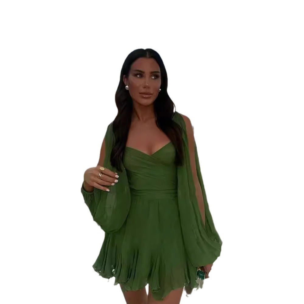 Fudus | Modisches Off Shoulder Kleid Mit Laternenärmeln
