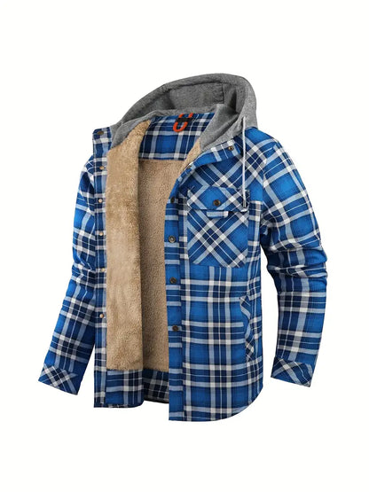 Keymirae | Warmer Fleece-Kapuzenmantel im Retro-Stil mit Karomuster für Herbst oder Winter