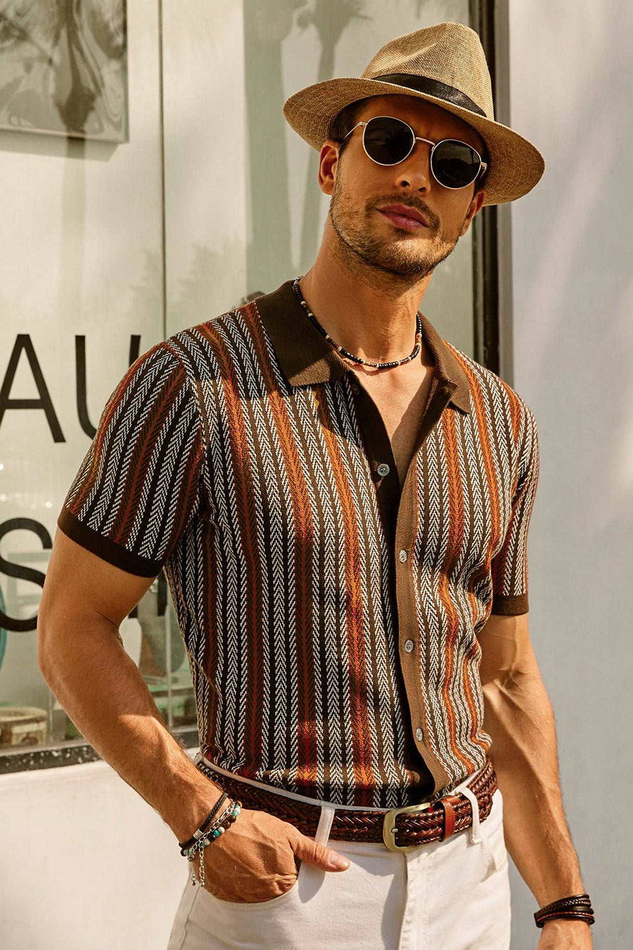 Erwin  | Retro 70S Vintage gestreiftes Hemd