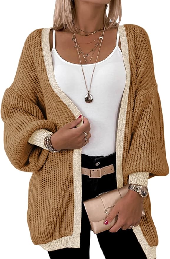 Frieda - Elegante Strickjacke mit Laternenärmeln für Frauen