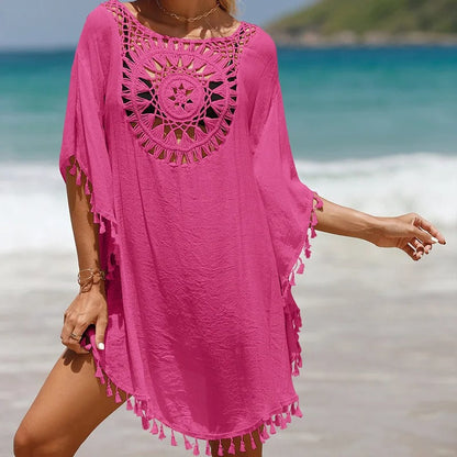 Thaliora® | Boho-Strandkleid mit Häkelmuster
