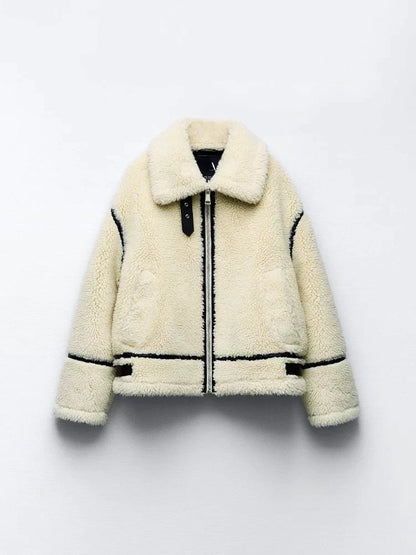 Leyralis | Damen Winterjacke mit Teddyfutter – Beige