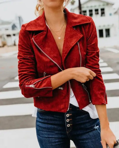 Natania | Vintage Unifarbene Wildlederjacke