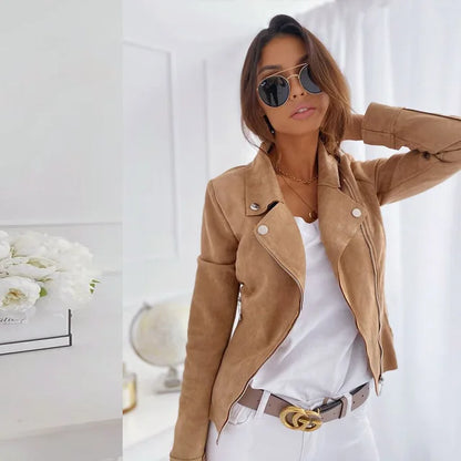 Natania | Vintage Unifarbene Wildlederjacke