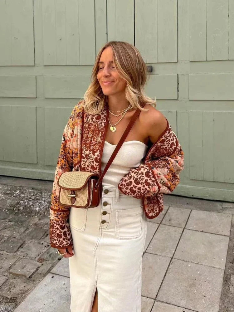Selinda - Vintage Damenjacke mit Patchwork-Design