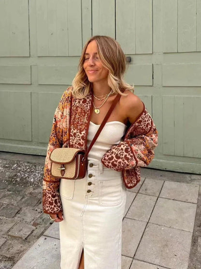 Selinda - Vintage Damenjacke mit Patchwork-Design