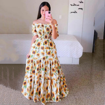 Heidi – Florales Damen-Maxikleid mit Off-Shoulder-Design