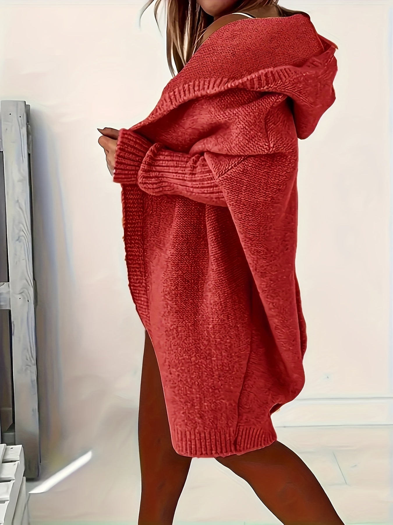 Leycira | Schwarzer Kapuzenstrickjacke