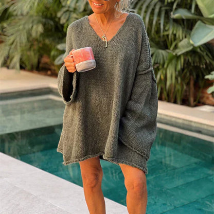 Norelle - Frauen V-Ausschnitt Lose gestrickter Pullover