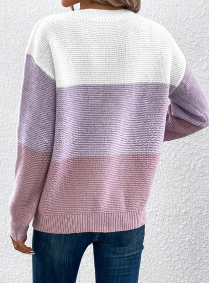 Verine - Eleganter dreifarbiger Patchwork-Pullover