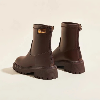 Mathylda | Damen Stiefeletten mit Reißverschluss und klobiger Sohle