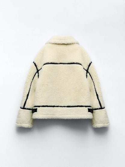 Leyralis | Damen Winterjacke mit Teddyfutter – Beige