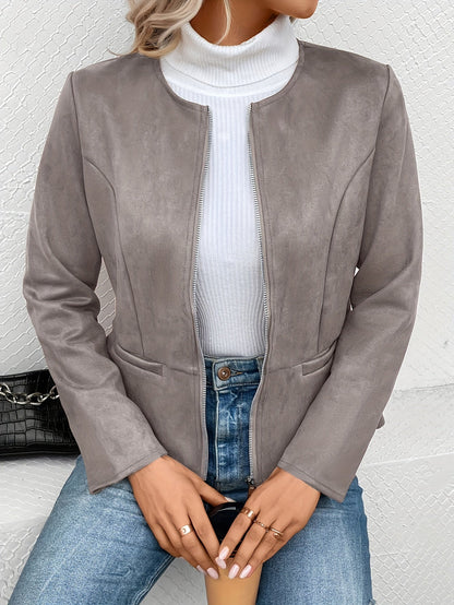 Leymirae | Braune Langarm Zip-Up Jacke