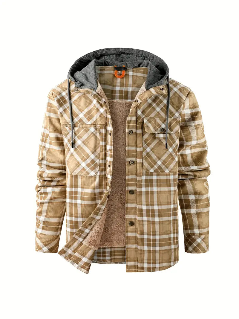 Keymirae | Warmer Fleece-Kapuzenmantel im Retro-Stil mit Karomuster für Herbst oder Winter