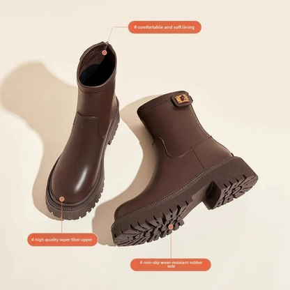 Mathylda | Damen Stiefeletten mit Reißverschluss und klobiger Sohle