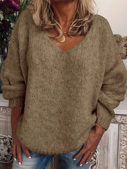 Oversized Pullover mit V-Ausschnitt