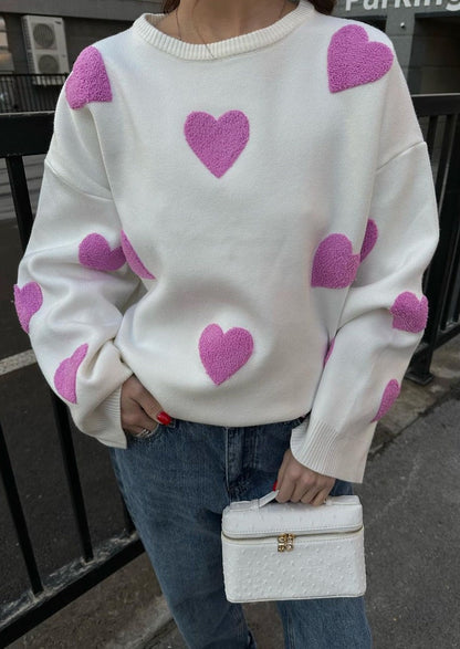 Bonafita Charlie-Purple | Oversized Pullover mit Herzdesign