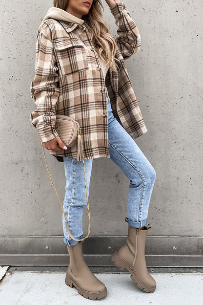 Lasandraith | Kariertes Kapuzenmantel in Khaki