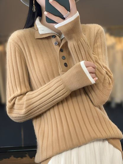 Dominika | Lässige Turn-Down Kragen Pullover gestrickte Kleidung Tops