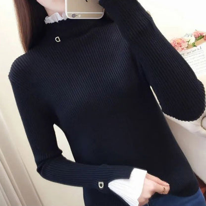Helge | Rollkragenpullover für Frauen Koreanische Spitze