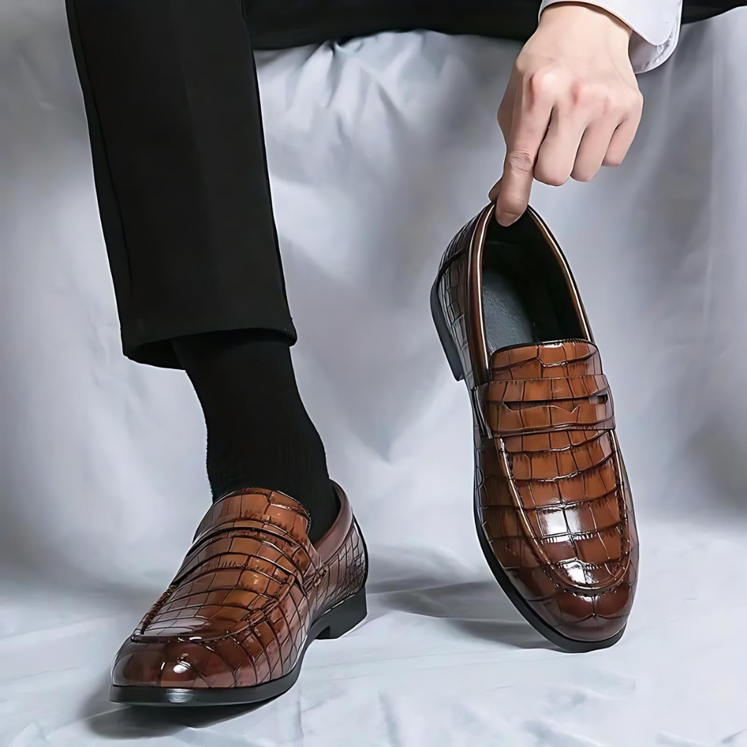 Julius | Luxuriöse Loafer aus Leder mit Krokoprägung für Herren