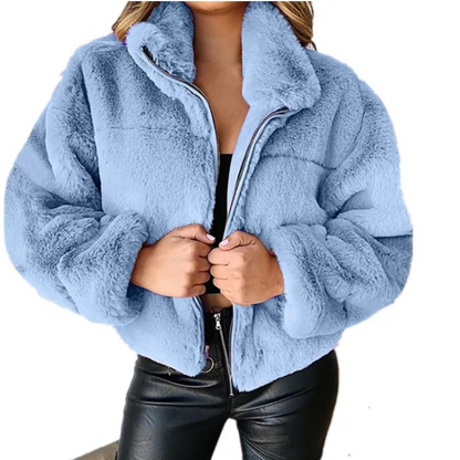 Carola | Stylische Teddy Fleece Jacke für Damen - Warme Kurzjacke mit hohem Kragen