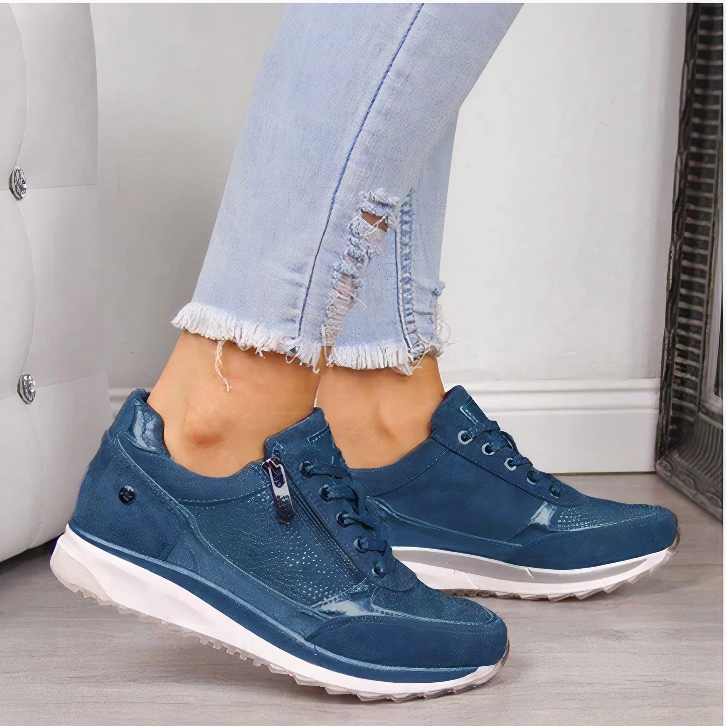 Cornelia – Leichte, bequeme Sneakers für Damen mit Schnürung und Reißverschluss