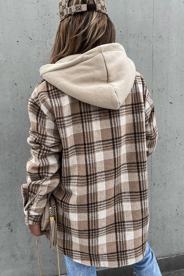 Lasandraith | Kariertes Kapuzenmantel in Khaki