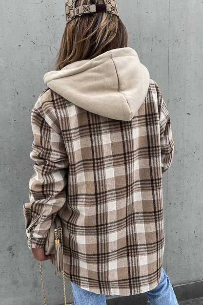 Lasandraith | Kariertes Kapuzenmantel in Khaki