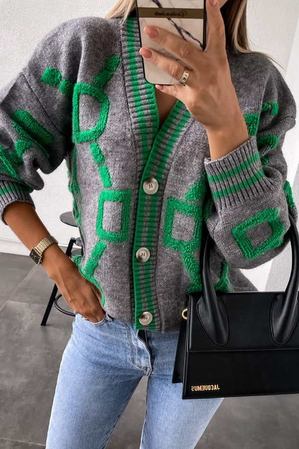 Lasandreth | Rosa Kunst-Knopfstrickjacke