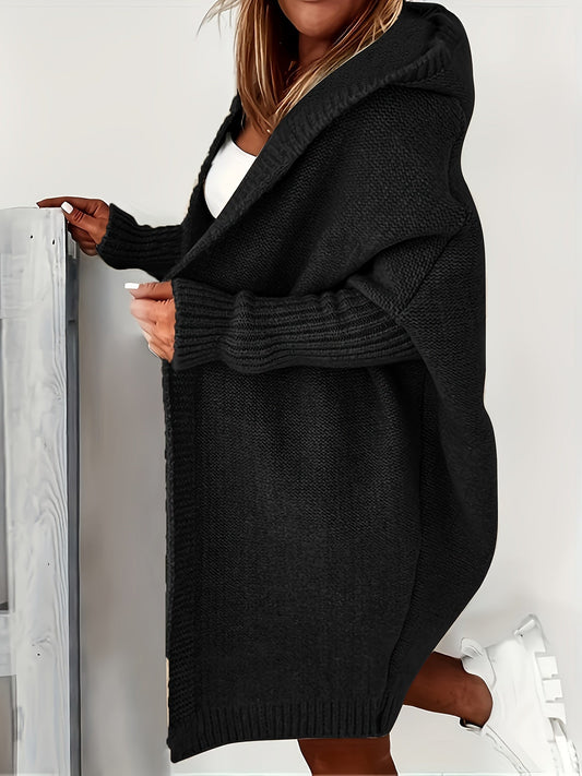 Leycira | Schwarzer Kapuzenstrickjacke