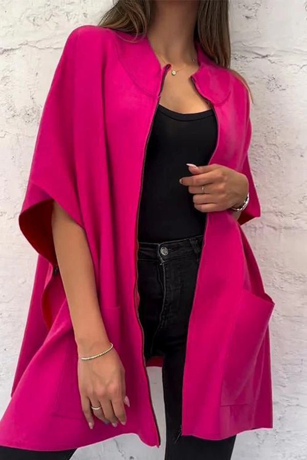 Lasetha | Grüne Zipper-Stehkragenjacke