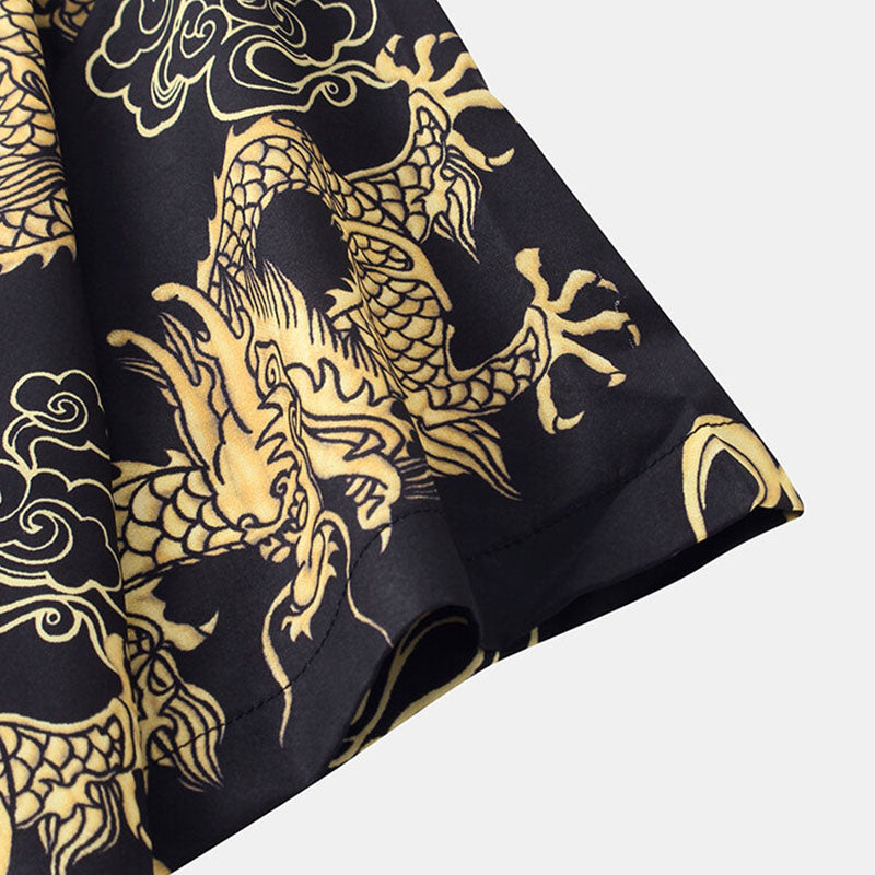 Komfortables Herren Kurzarm Hemd im Drachen Design