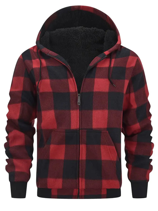 Keyor | Dicke Retro-Jacke mit Kapuze und Sherpa-Futter