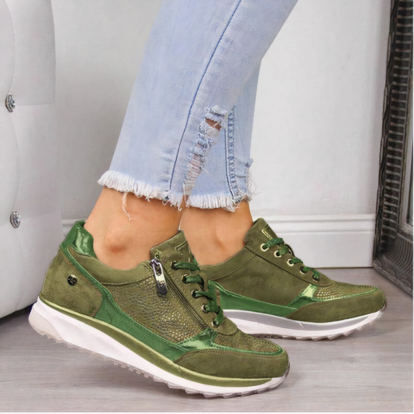 Cornelia – Leichte, bequeme Sneakers für Damen mit Schnürung und Reißverschluss