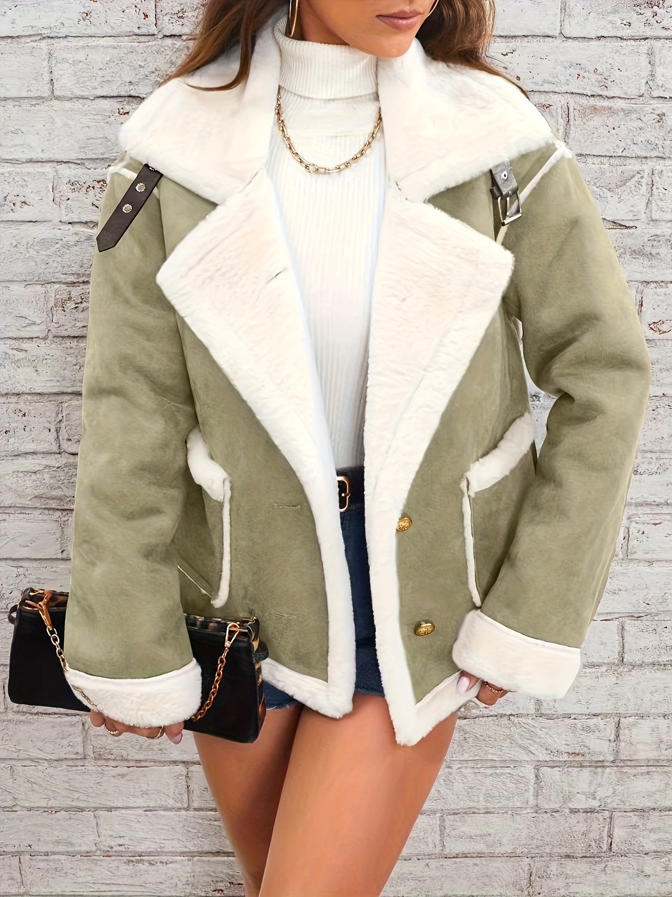 Leyarae | Plüsch Jacke mit Reverskragen – Winter Warme Lässige Oberbekleidung