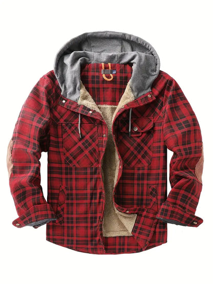 Keymirae | Warmer Fleece-Kapuzenmantel im Retro-Stil mit Karomuster für Herbst oder Winter