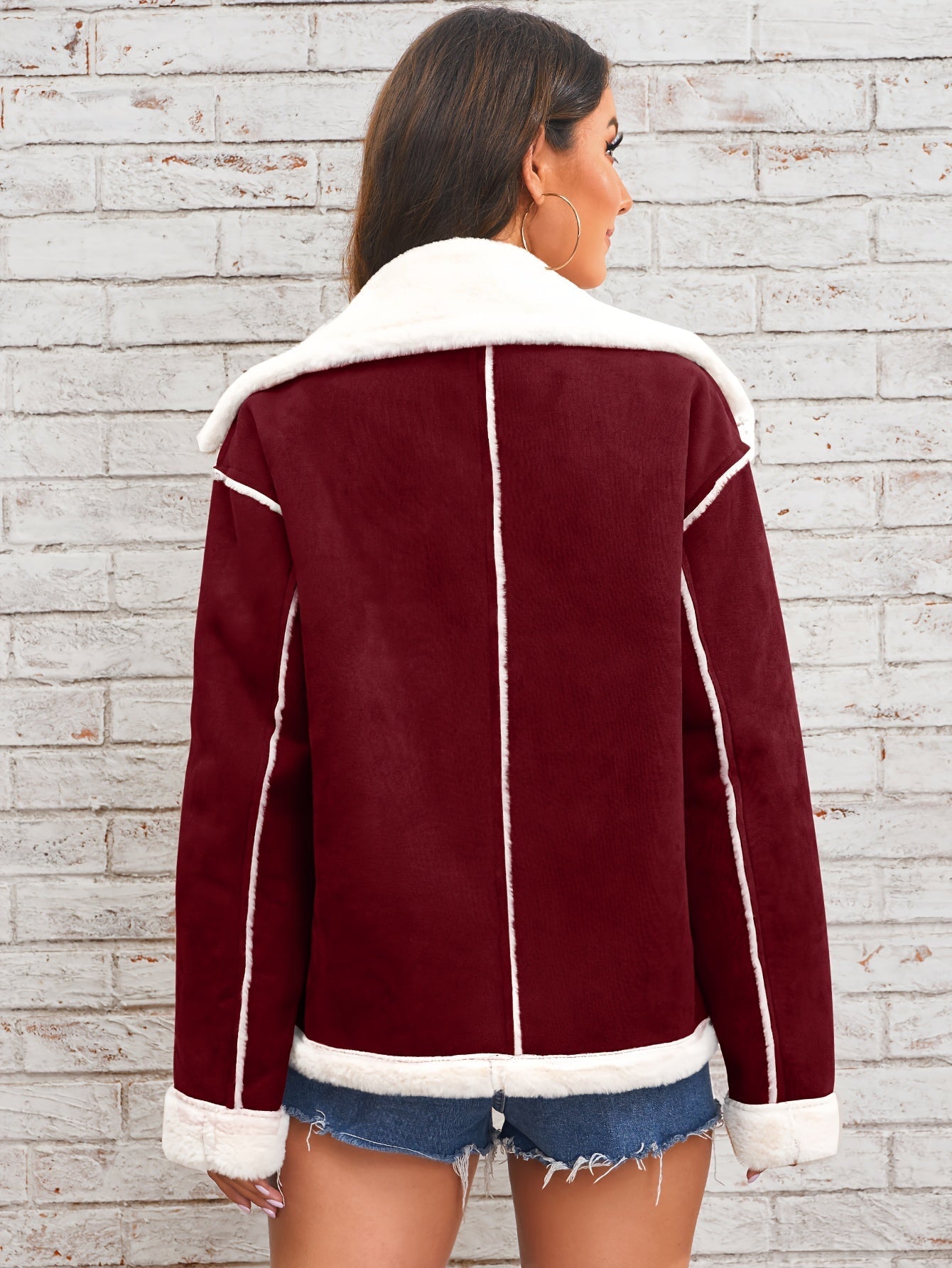 Leyarae | Plüsch Jacke mit Reverskragen – Winter Warme Lässige Oberbekleidung