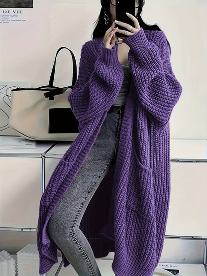Leyennae | Grauer Strick-Cardigan mit offener Vorderseite