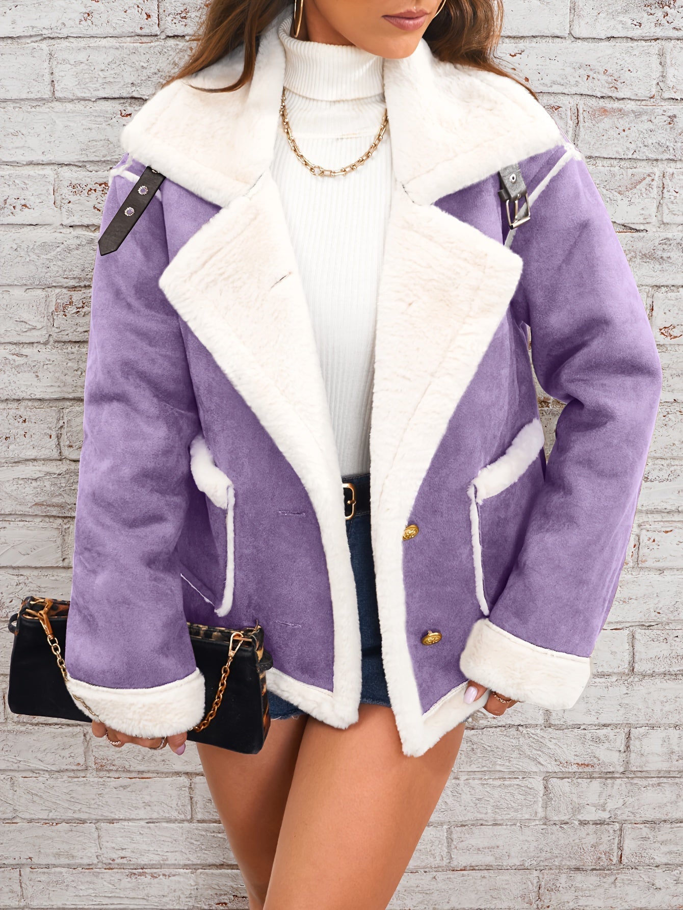 Leyarae | Plüsch Jacke mit Reverskragen – Winter Warme Lässige Oberbekleidung