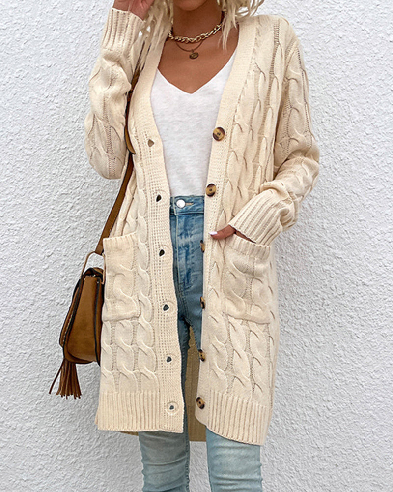 Emma | Gemütliche Strick -Strickjacke mit Kabeldetails - perfekt für den Herbst