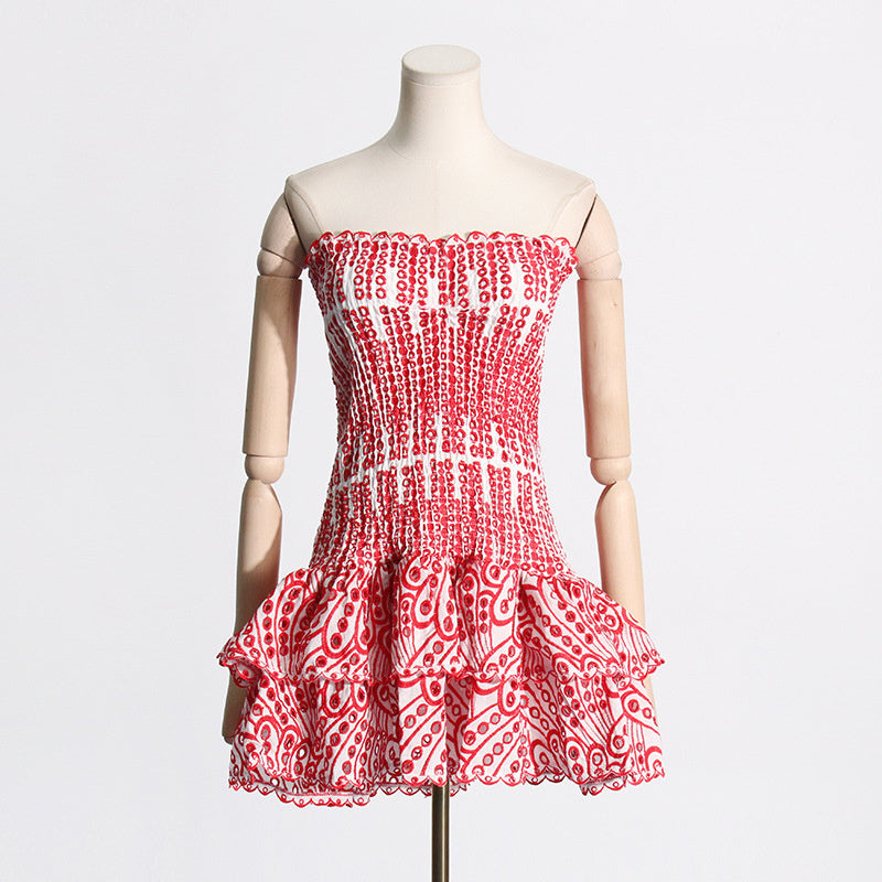 Rose – Faltenkleid mit Print im A-Linien-Schnitt