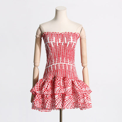 Rose – Faltenkleid mit Print im A-Linien-Schnitt